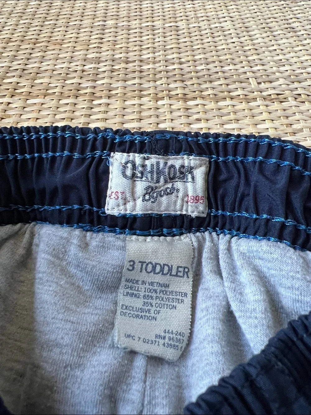 Oshkosh B’Gosh 1895 TrackPants Navy white side Stripe cotton bl lined Boys 3T